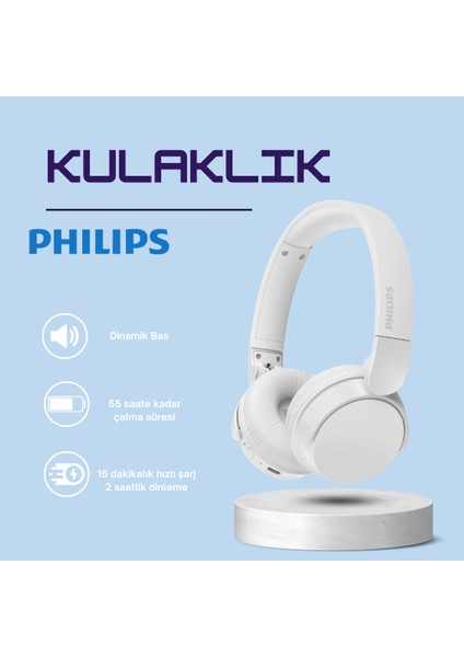 Kablosuz Kulak Üstü Kulaklık Dinamik Bas, Bluetooth, Net Arama Sesi, 55 Saat Kullanım Dinamik Bas Hafif ve Rahatl