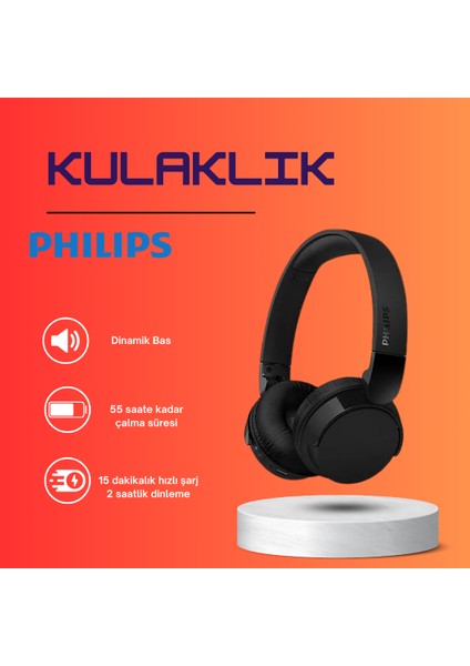 Kablosuz Kulak Üstü Kulaklık Dinamik Bas, Bluetooth, Net Arama Sesi, 55 Saat Kullanım Dinamik Bas Hafif ve Rahatl