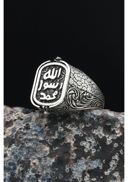 Mührü Şerif ve Oniks Taşlı Çift Tarafli 925 Ayar Gümüş Erkek Yüzüğü 901526