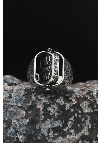 Mührü Şerif ve Oniks Taşlı Çift Tarafli 925 Ayar Gümüş Erkek Yüzüğü 901526 modelleri