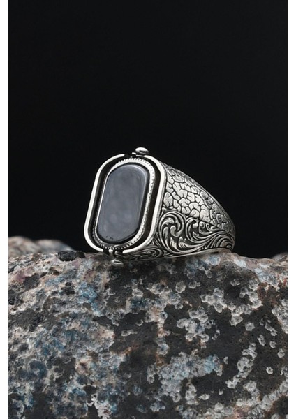 Mührü Şerif ve Oniks Taşlı Çift Tarafli 925 Ayar Gümüş Erkek Yüzüğü 901526 fırsatları