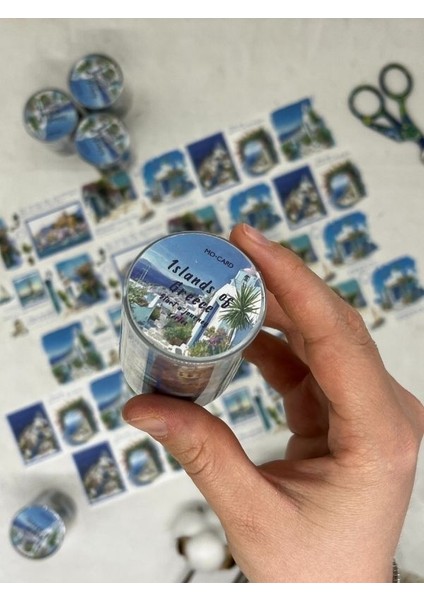 Islands Of Greece Temalı Mavi Renk Washi Bant /washi Tape/ Sticker/ Bullet Journal fiyatları