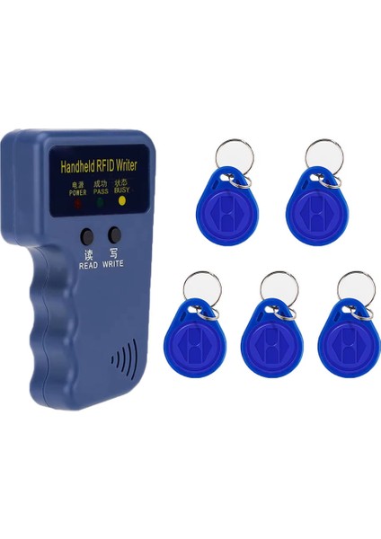 125KHZ El Tip Okuyucu Yazıcı Kopyalayıcı 5 Adet Id Değişebilir 125KHZ Anahtarlık Manyetik Kart Anahtarlık Etike Personel Takip Kapı Giriş Kontrol Sayaç Proximity
