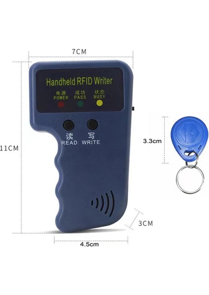 125KHZ El Tip Okuyucu Yazıcı Kopyalayıcı 5 Adet Id Değişebilir 125KHZ Anahtarlık Manyetik Kart Anahtarlık Etike Personel Takip Kapı Giriş Kontrol Sayaç Proximity
