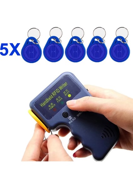 125KHZ El Tip Okuyucu Yazıcı Kopyalayıcı 5 Adet Id Değişebilir 125KHZ Anahtarlık Manyetik Kart Anahtarlık Etike Personel Takip Kapı Giriş Kontrol Sayaç Proximity
