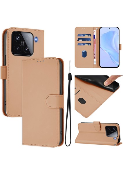 Xiaomi 15 Kayışlı Cüzdan Deri Telefon Kılıfı (Yurt Dışından)