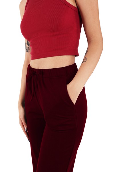 Kadın Bordo Eşofman Altı (Büyük Beden Seçeneğiyle) modelleri