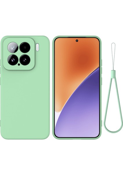 Xiaomi 15 El Kayışı ile Sıvı Silikon Telefon Arka Kapak (Yurt Dışından)