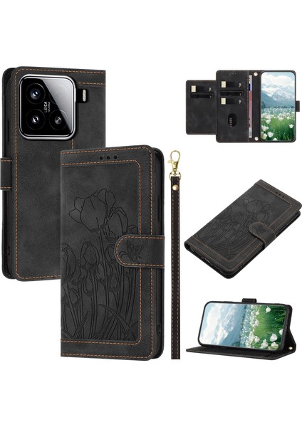 Xiaomi 15 Lale Deri Kılıf Telefon Kapağı 5 Kart Yuvalı Cüzdan (Yurt Dışından)
