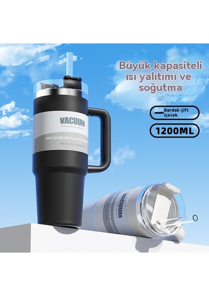 1200ML Araba Dak 304 Paslanmaz Çelik Pipet Yalıtım Dak Araba Su Dağı Içme (Yurt Dışından)