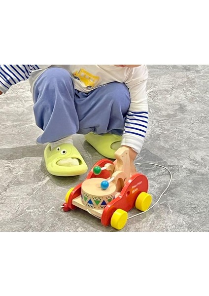 Bebek Çekme Çekme Çekme Adım Ahşap Erken Eğitim Oyuncak Eğitici Davul Çekme Araba (Yurt Dışından) fırsatları
