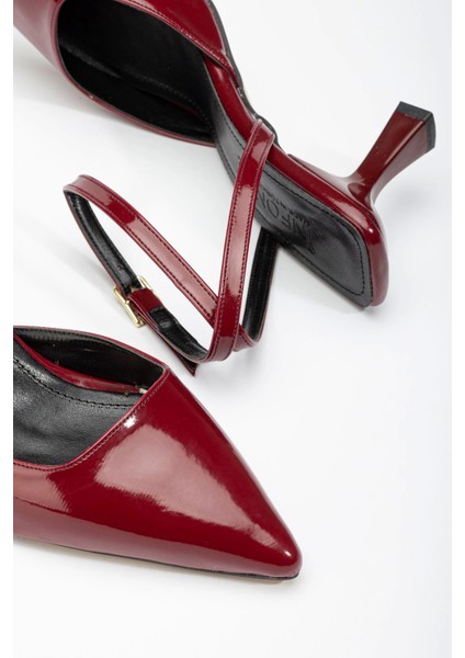 ST-004 Bordo Rugan Günlük 7 cm Topuklu Bayan Ayakkabı modelleri