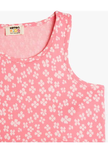 Bisiklet Yaka Kolsuz Çiçek Baskılı Crop Atlet modelleri