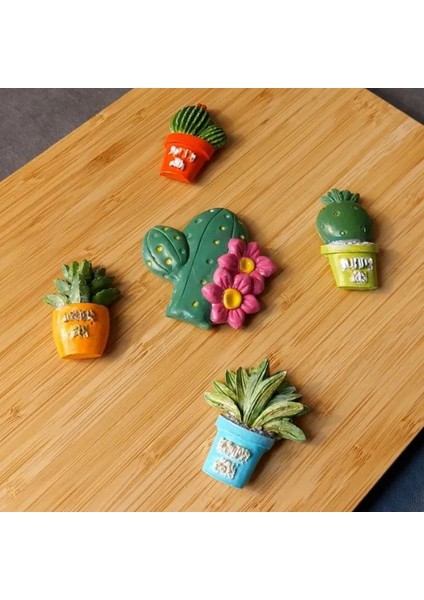 5385 El Yapımı 5'li Pastel Renkler Kaktüs Magnet