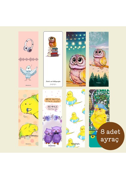 Kuşlar Dünyası 8'li Kitap Ayracı