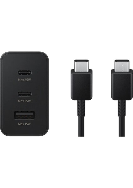 65W 2xpd+Usba Ev Tipi Şarj Aleti 3 Çıkışlı Type-C To Type-C Kablolu Set SR66