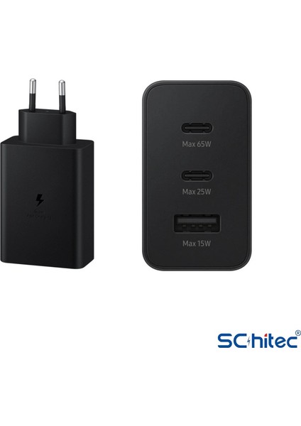 65W 2xpd+Usba Ev Tipi Şarj Aleti 3 Çıkışlı Type-C To Type-C Kablolu Set SR66