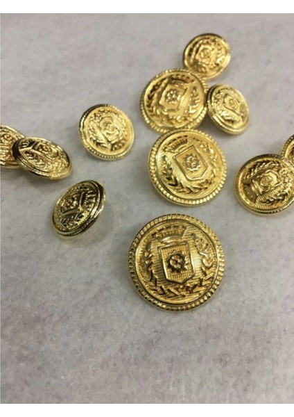 8 Adet 15 mm (1.5 Cm) Çelenk Model Gold Renk Trençkot ve Blazer Ceket Düğmesi