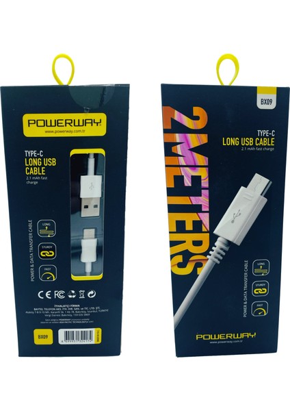 BTX09 USB Typce-C 2 Metre Long Hızlı Şarj Destekli Şarj ve Data Kablosu