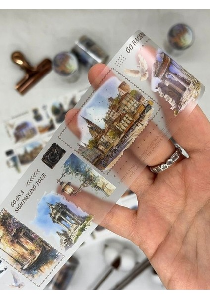 Old Town Holiday Temalı Çok Renkli Washi Bant /washi Tape/ Sticker/ Bullet Journal fırsatları