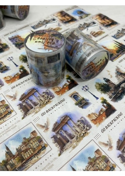 Old Town Holiday Temalı Çok Renkli Washi Bant /washi Tape/ Sticker/ Bullet Journal indirimleri