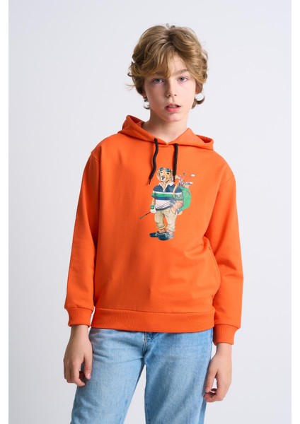 Alexandergardı Baskılı Yandan Cepli Kapüşonlu Çocuk Sweatshirt
