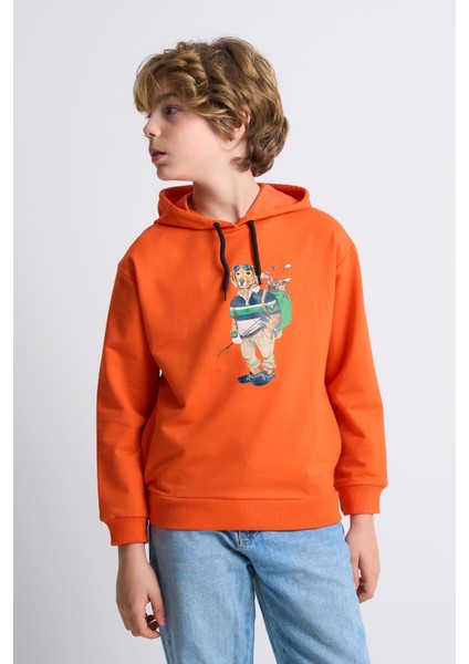 Alexandergardı Baskılı Yandan Cepli Kapüşonlu Çocuk Sweatshirt