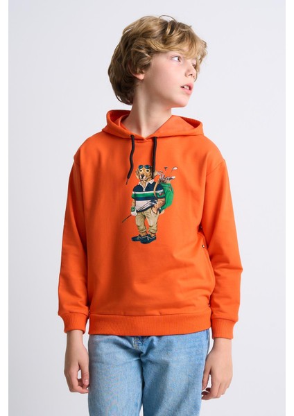 Alexandergardı Baskılı Yandan Cepli Kapüşonlu Çocuk Sweatshirt