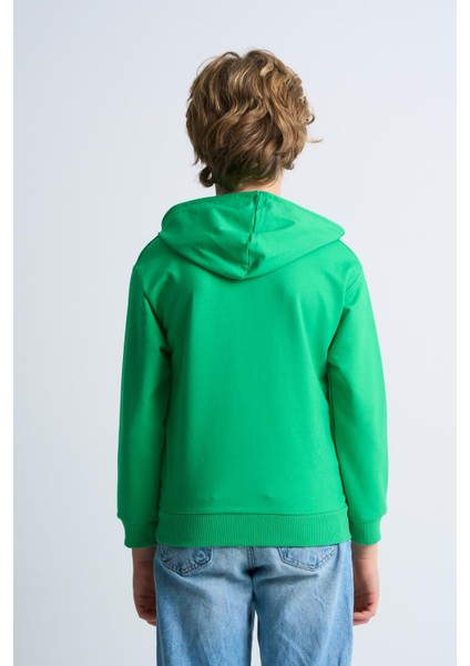 Alexandergardı Baskılı Yandan Cepli Kapüşonlu Çocuk Sweatshirt