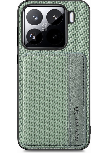Xiaomi 15 Rfıd Engelleme Kart Tutucu Karbon Fiber Deri + Pc + Tpu Telefon Kapağı (Yurt Dışından)