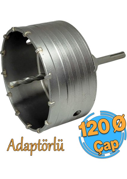 Adaptörlü Metal Sds Plus Elmas Panç Ø 120 mm Çap Delik Oyuk Açma Delme Buat Açma Testeresi 1 Adet