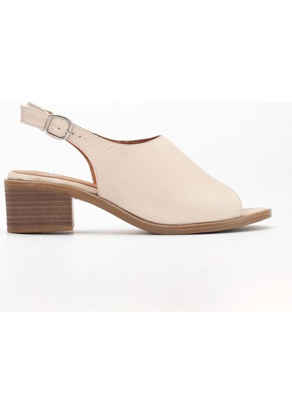 Kadın Deri Toka Detaylı Bilekten Bağlı Sandalet - Bej modelleri