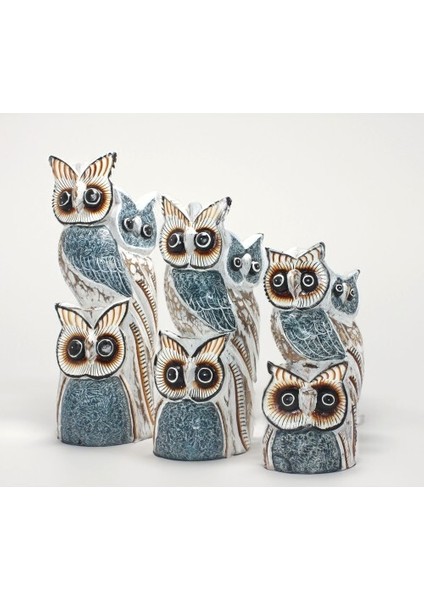 Ahşap 3'lü Baykuş Seti Model 6