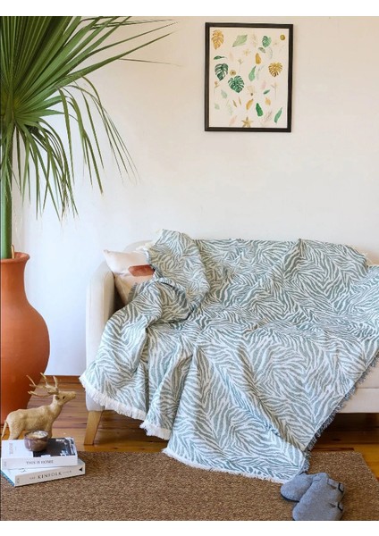 60 x 210 cm Zebra Desenli Koltuk Örtüsü, Tek Kişilik Pike, Tek Kişilik Yatak Örtüsü, Tv Battaniyesi