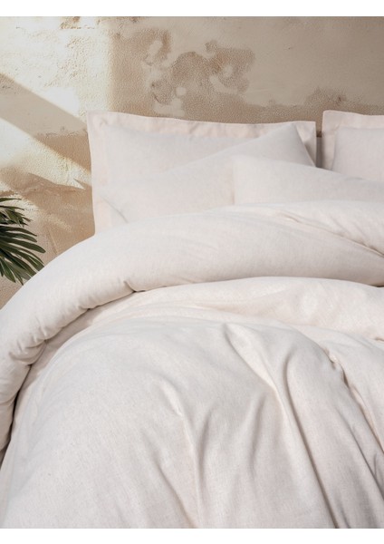 Cotton Keten Çift Kişilik Nevresim Takımı Basic Bej