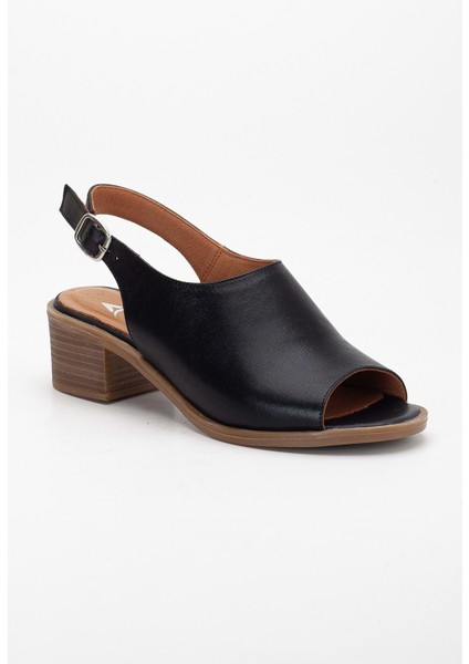 Kadın Deri Toka Detaylı Bilekten Bağlı Sandalet - Siyah fırsatları