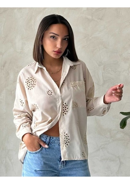 Brode Desenli Uzun Kollu Delikli Gömlek fiyatları