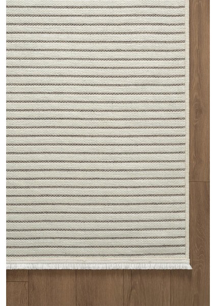 Hena HN005A Krem Şönil Kilim Ince Yumuşak Toz Yapmaz Kaymaz Taban Makinada Yıkanabilir Modern Halı