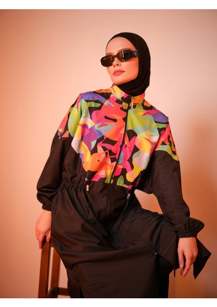 Çok Renkli Oversize Uzun Tesettür Mayo