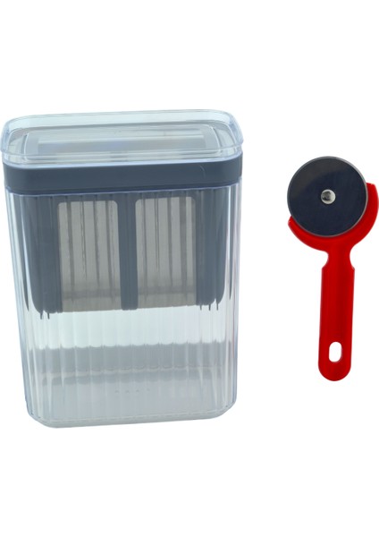 Süzme Yoğurt Yapımı Için Çelik Süzgeçli Kap Filtre ve Hamur Kesme Ruleti (7X16,5CM)