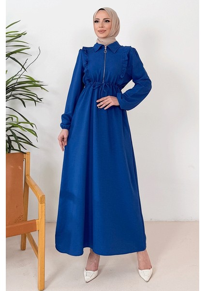 Ansel Fırfırlı Elbise 1368 - Indigo modelleri