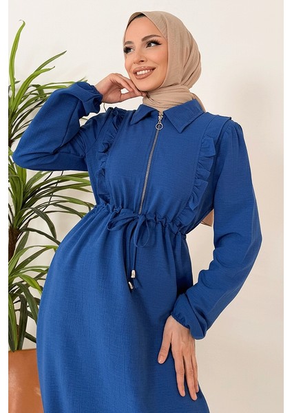 Ansel Fırfırlı Elbise 1368 - Indigo indirimleri