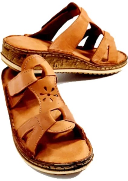 Kadın Yıldızlı Cırtlı Deri Terlik