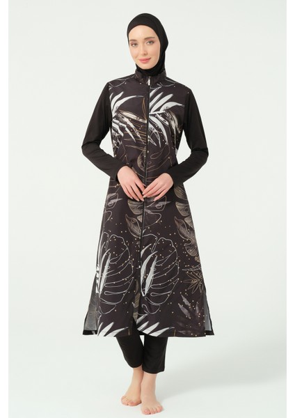 Gold Desenli Uzun Tesettür Mayo modelleri