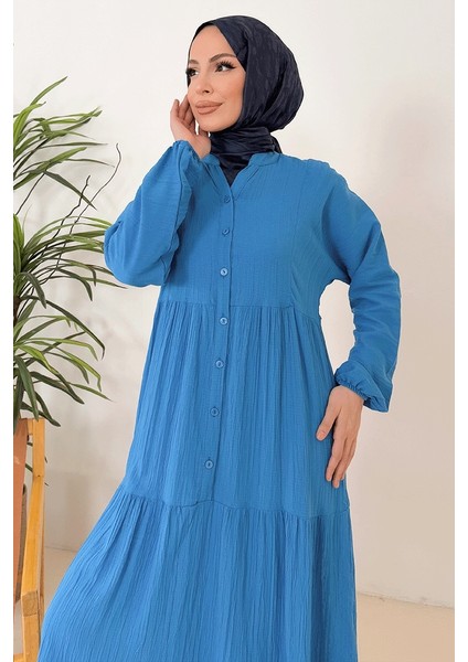 Selur V Yaka Elbise 1360 - Indigo