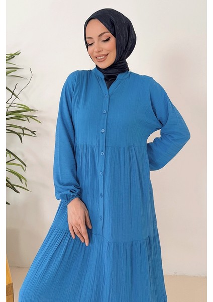 Selur V Yaka Elbise 1360 - Indigo