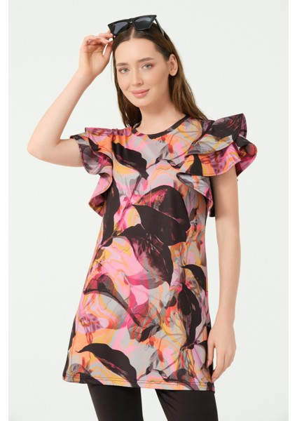 Feyora Desenli Yarım Kol Yarı Kaplı Mao