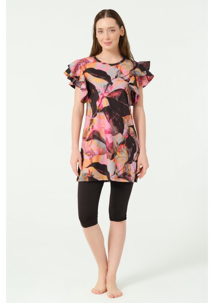 Feyora Desenli Yarım Kol Yarı Kaplı Mao modelleri