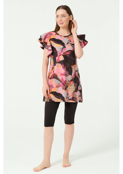 Kadın Yarım Kol Yarı Kaplı Mao Su İtici Örme Kumaş Desenli Yazlık 4 Parça Set fırsatları