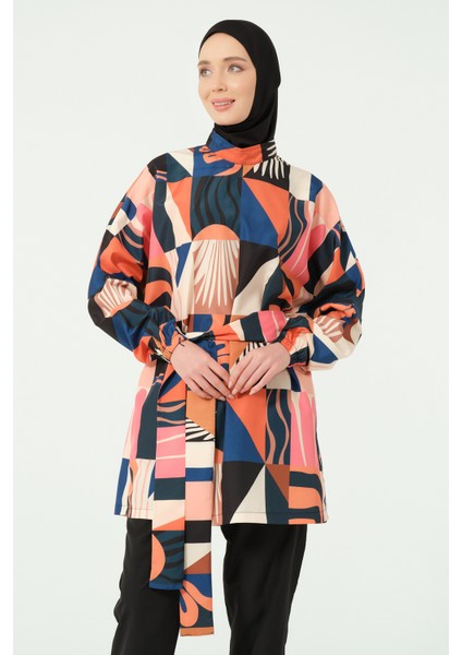 Desenli Oversize Tesettür Mayo